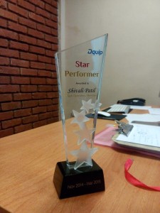 shout-out to Shivali best performer award to Shivali
